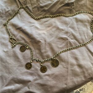 Gold Chain with upcycled LV fabric charms